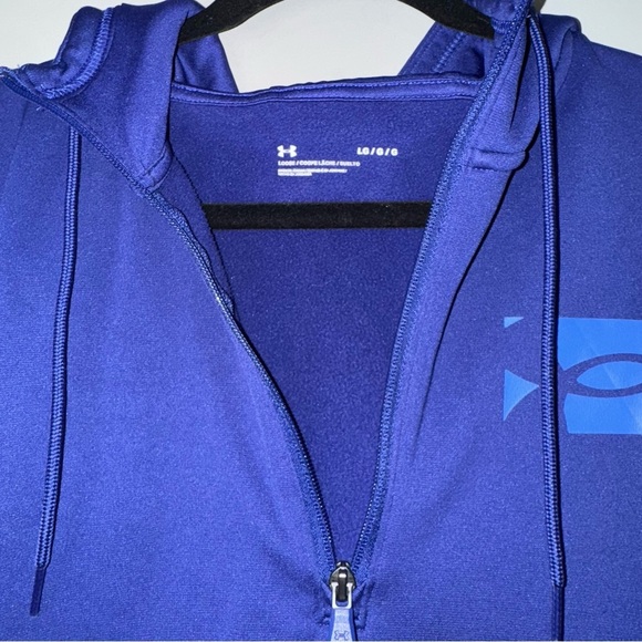 Under Armour Men's Royal Half Zip Blue Pullover Hoodie - Picture 2 of 3